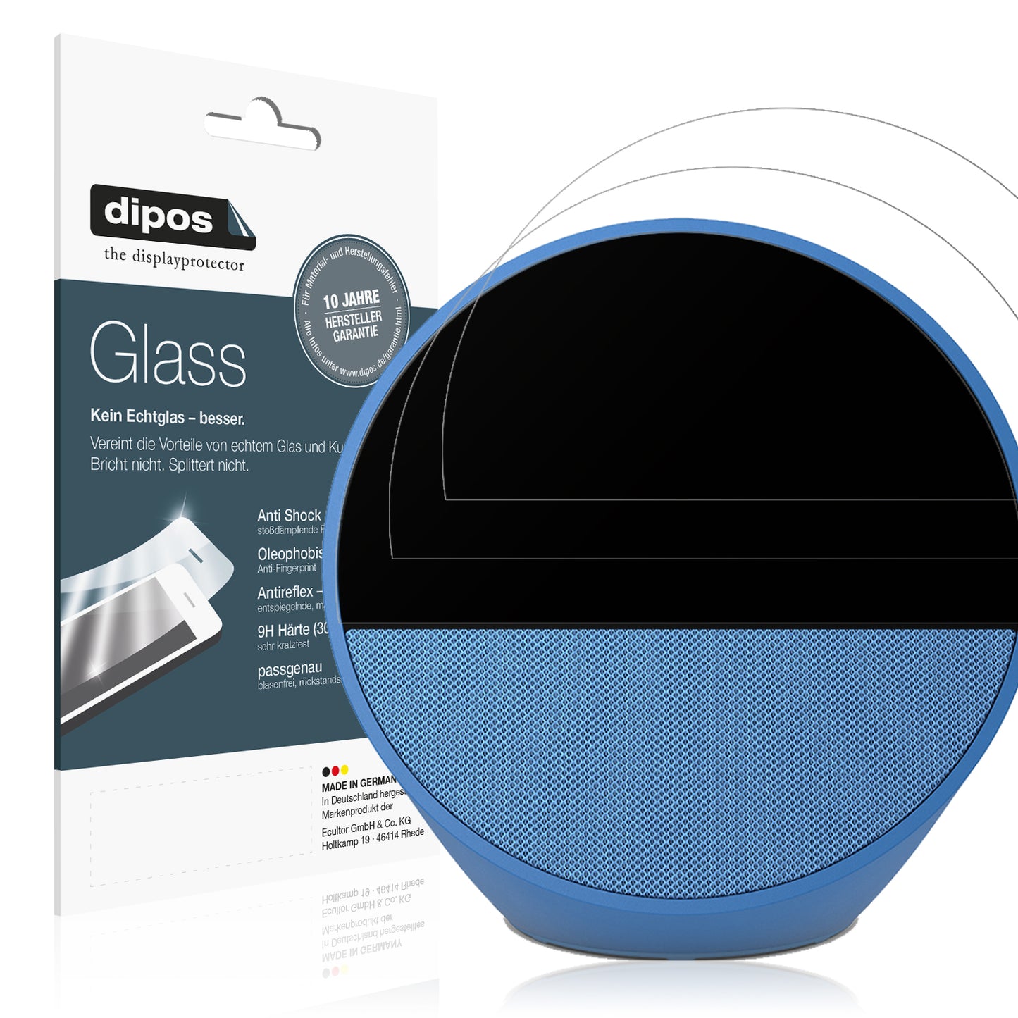Matte Displayschutzfolie von dipos passend für Amazon Echo Spot 2024, 9H kratzfest und blasenfrei montiert