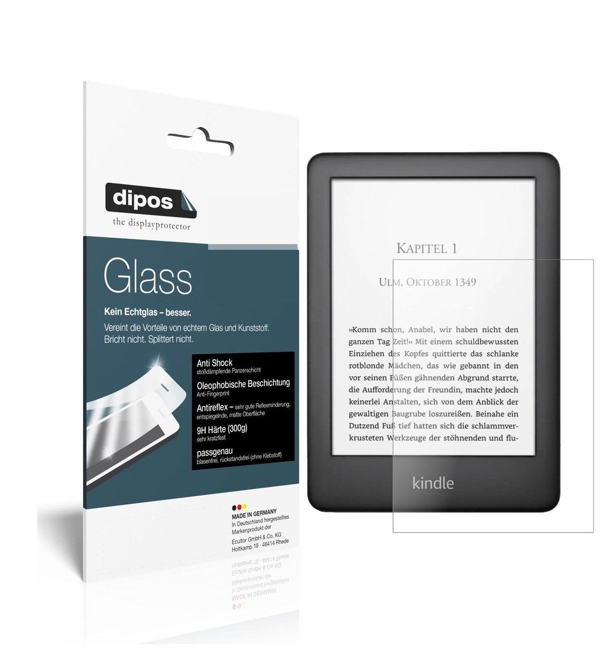 Matte Displayschutzfolie von dipos passend für Amazon Kindle E-Reader der 10. Generation (2019), 9H kratzfest und blasenfrei montiert
