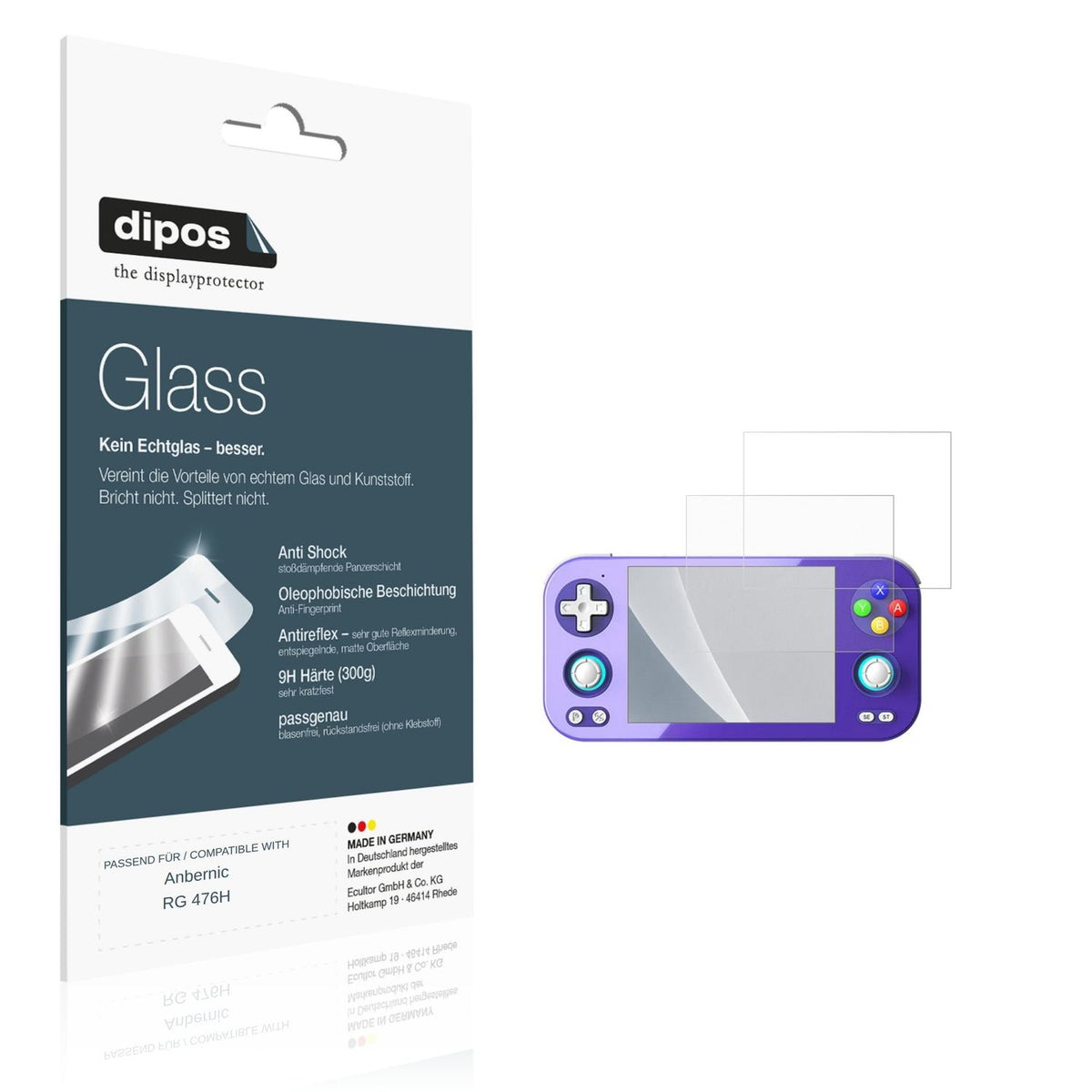 Matte Displayschutzfolie von dipos passend für Anbernic RG 476H, 9H kratzfest und blasenfrei montiert