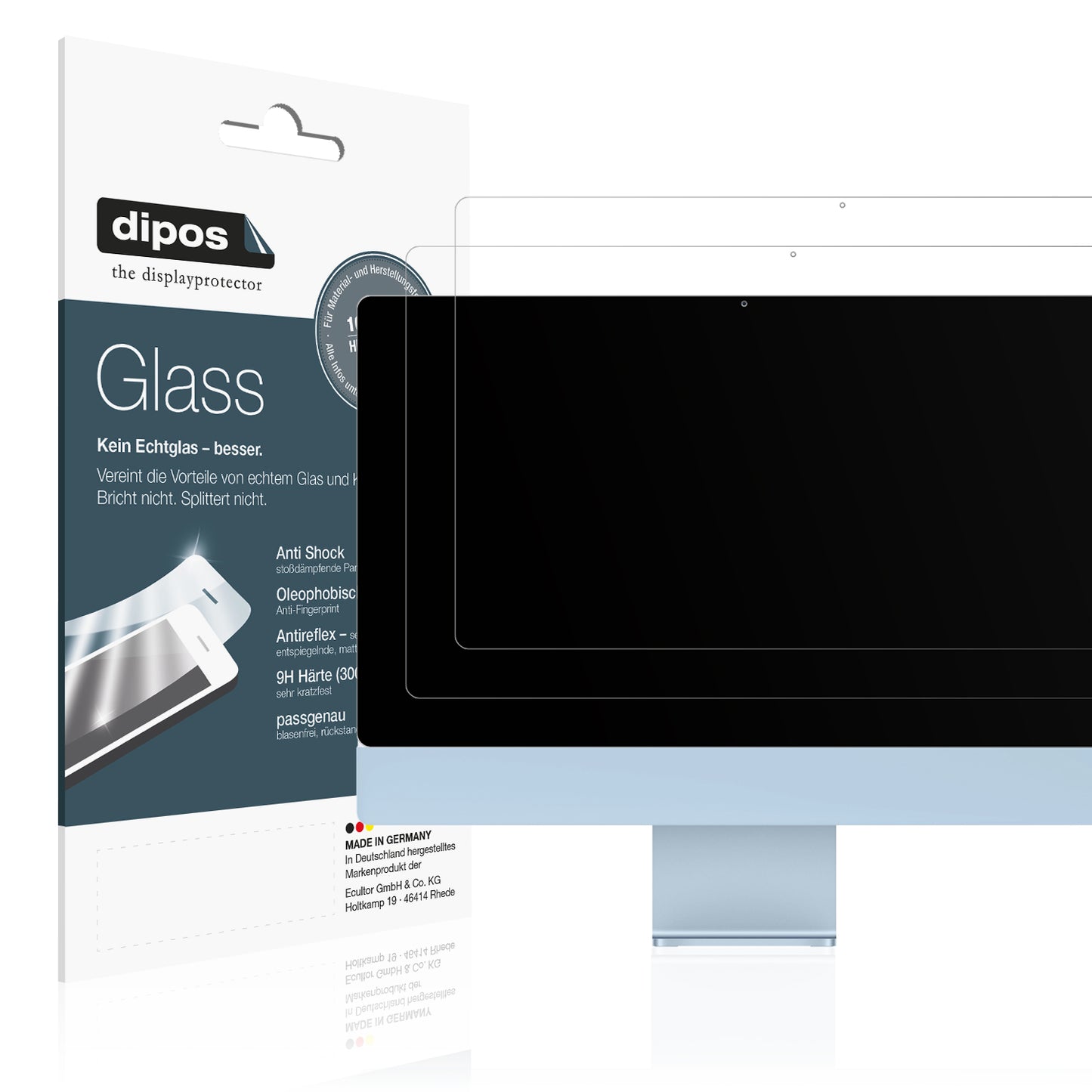 Matte Displayschutzfolie von dipos passend für Apple iMac M3 24 Zoll 2024, 9H kratzfest und blasenfrei montiert
