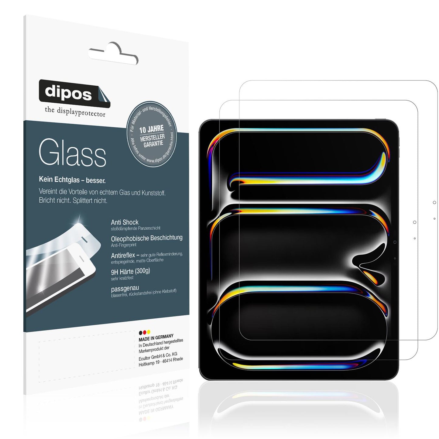Matte Displayschutzfolie von dipos passend für Apple iPad Pro 13 Zoll M4 2024, 9H kratzfest und blasenfrei montiert