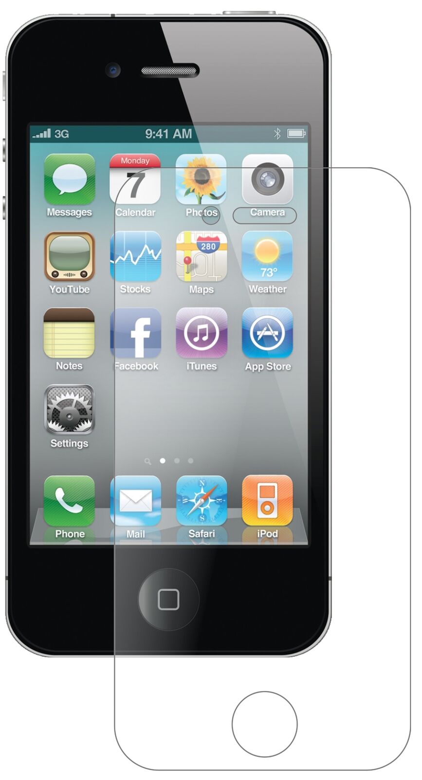 Matte Displayschutzfolie von dipos passend für Apple iPhone 4 / 4S, 9H kratzfest und blasenfrei montiert