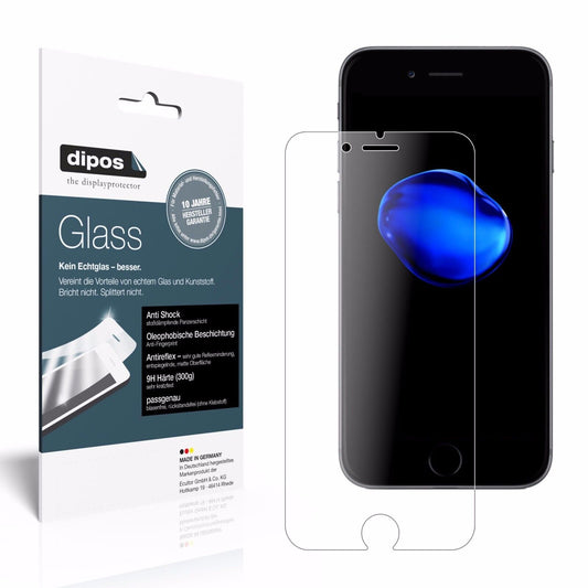 Matte Displayschutzfolie von dipos passend für Apple iPhone 7 Plus, 9H kratzfest und blasenfrei montiert