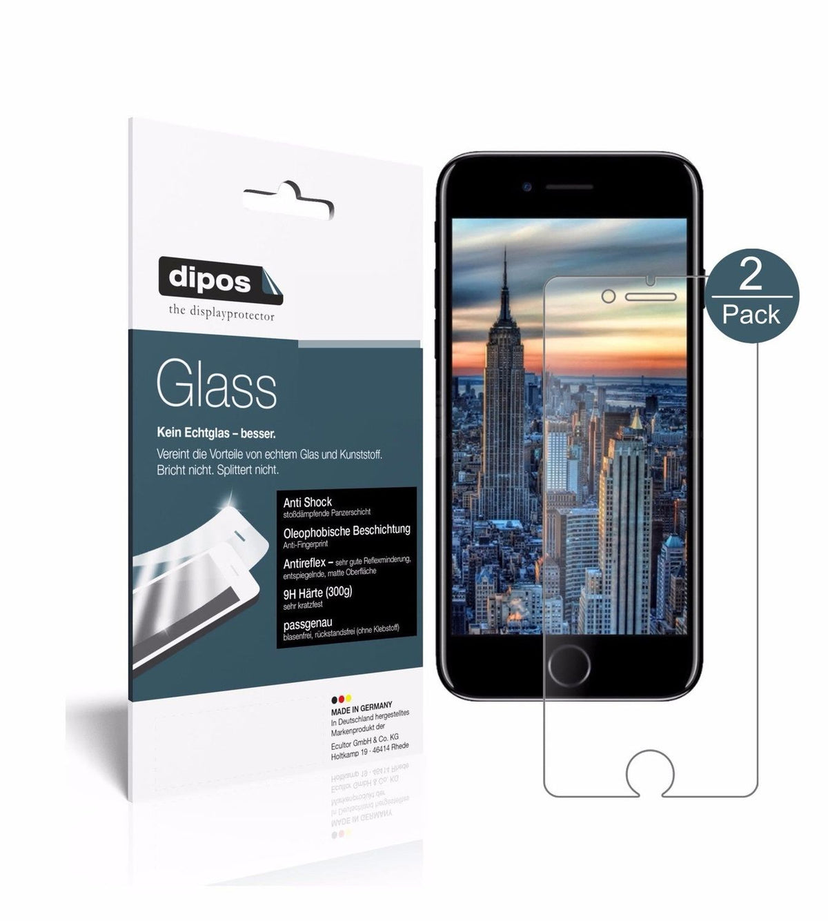 Matte Displayschutzfolie von dipos passend für Apple iPhone 8, 9H kratzfest und blasenfrei montiert