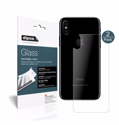 Matte Displayschutzfolie von dipos passend für Apple iPhone X Rückseite, 9H kratzfest und blasenfrei montiert