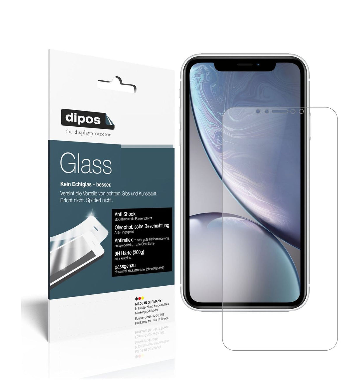 Matte Displayschutzfolie von dipos passend für Apple iPhone XR, 9H kratzfest und blasenfrei montiert