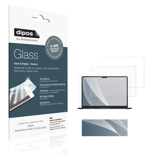 Matte Displayschutzfolie von dipos passend für Apple MacBook Air M2 15 Zoll 2022, 9H kratzfest und blasenfrei montiert