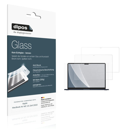 Matte Displayschutzfolie von dipos passend für Apple MacBook Air M2 15 Zoll 2022, 9H kratzfest und blasenfrei montiert
