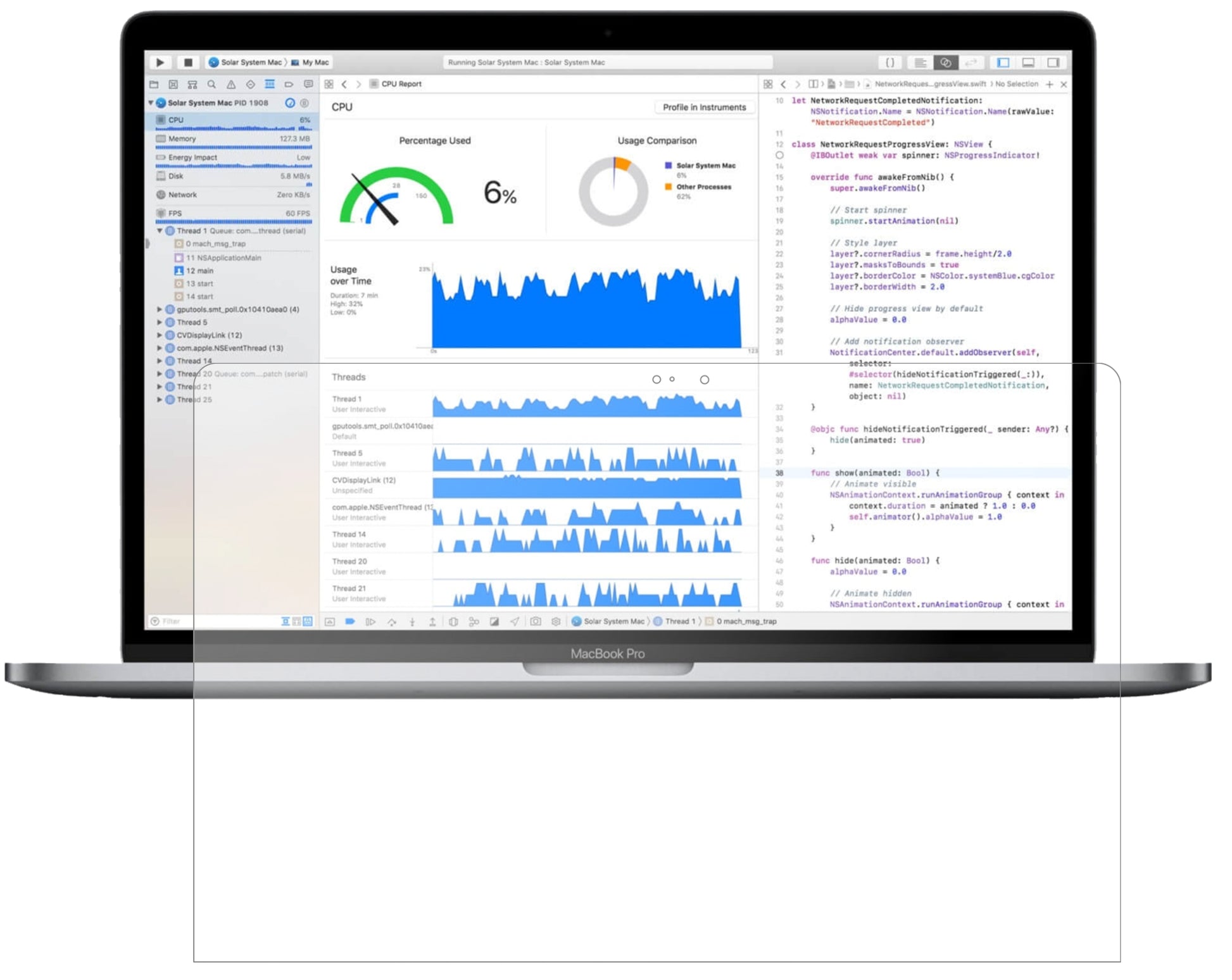 Matte Displayschutzfolie von dipos passend für Apple MacBook Pro 15 Zoll (2019), 9H kratzfest und blasenfrei montiert
