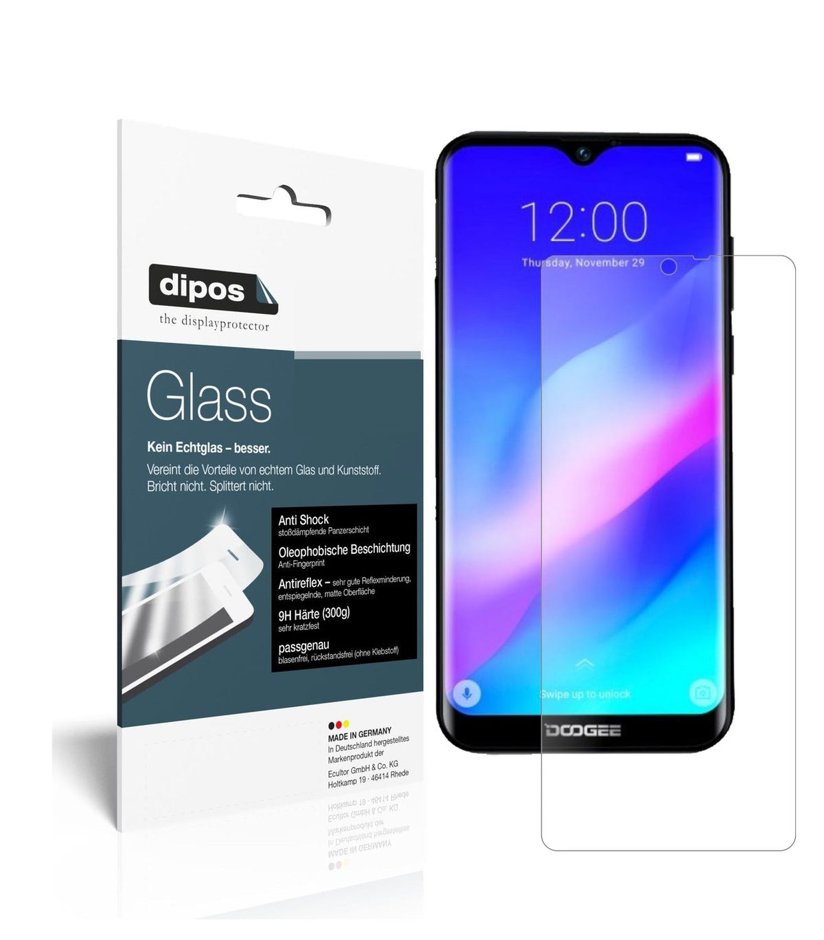 Matte Displayschutzfolie von dipos passend für Archos Oxygen 57, 9H kratzfest und blasenfrei montiert