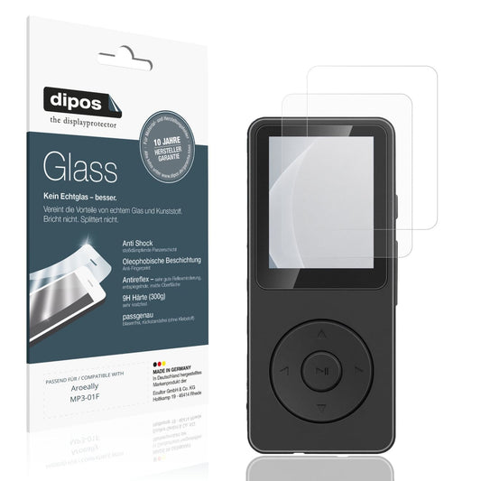 Matte Displayschutzfolie von dipos passend für Aroeally MP3-01F, 9H kratzfest und blasenfrei montiert