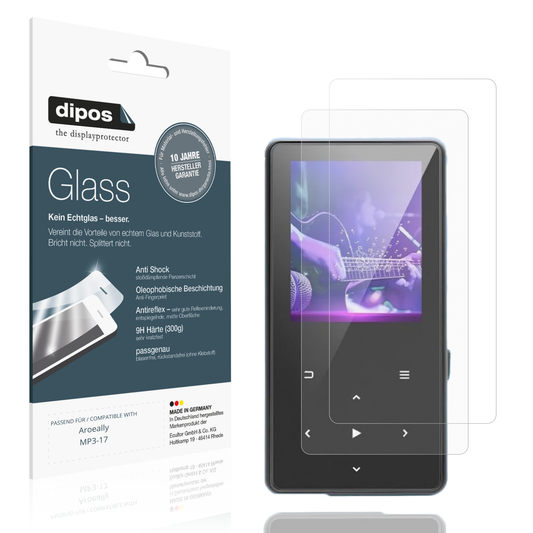 Matte Displayschutzfolie von dipos passend für Aroeally MP3-17, 9H kratzfest und blasenfrei montiert