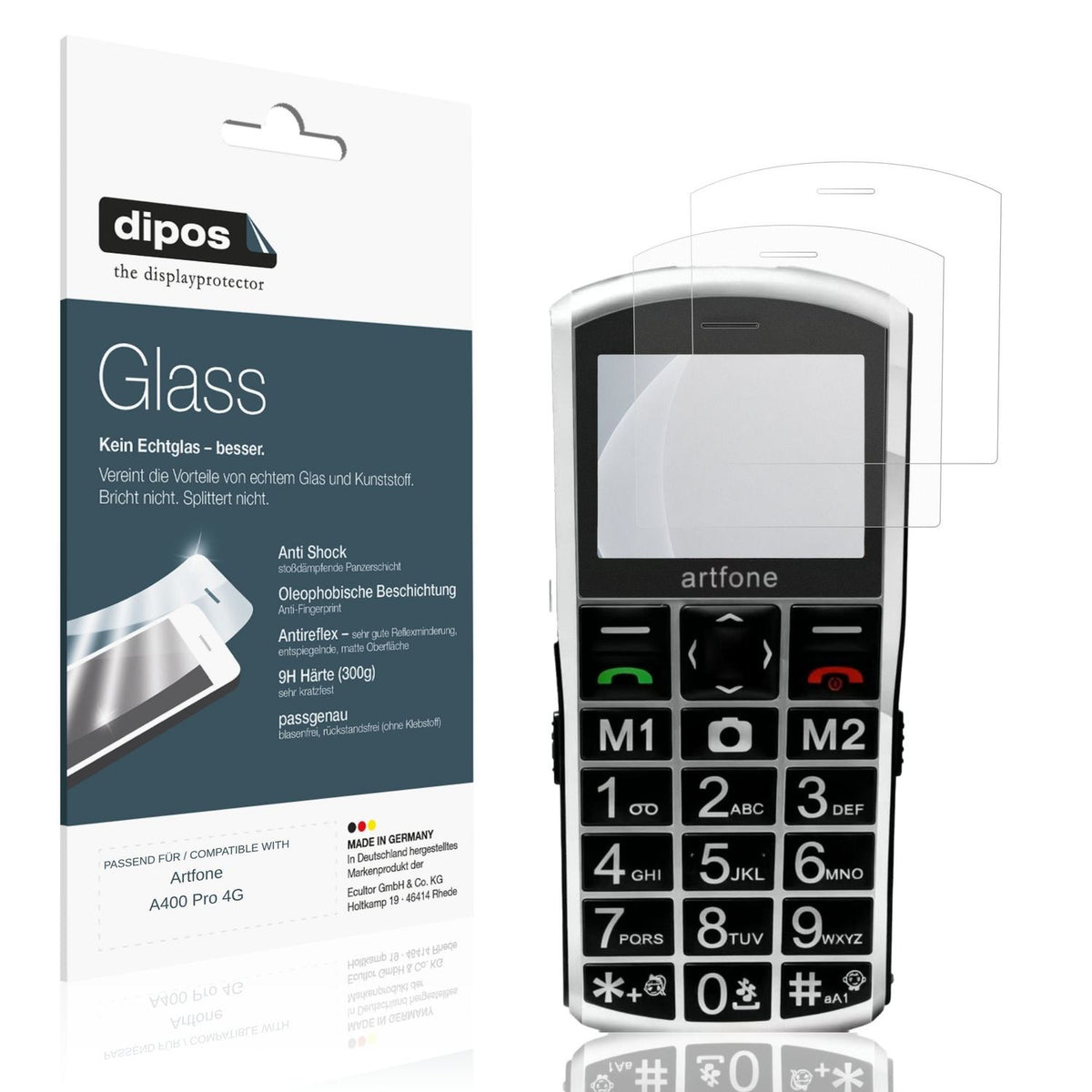 Matte Displayschutzfolie von dipos passend für Artfone A400 Pro 4G, 9H kratzfest und blasenfrei montiert