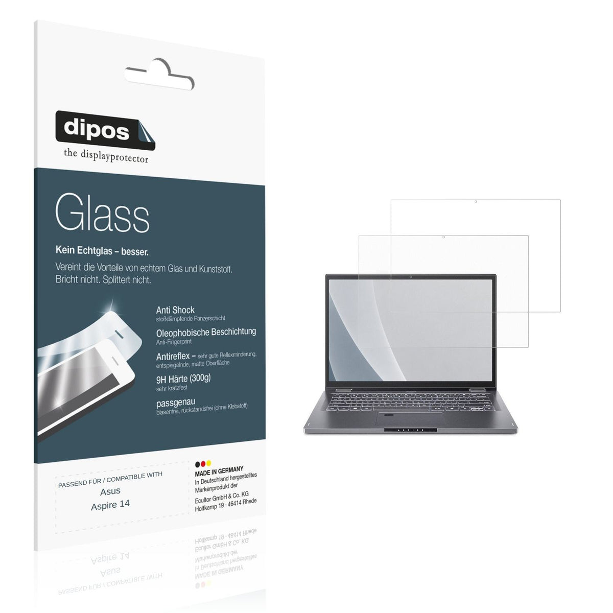 Matte Displayschutzfolie von dipos passend für Asus Aspire 14, 9H kratzfest und blasenfrei montiert