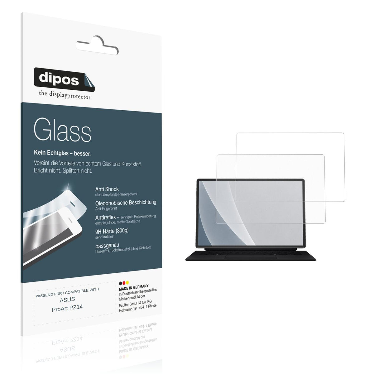 Matte Displayschutzfolie von dipos passend für ASUS ProArt PZ14, 9H kratzfest und blasenfrei montiert