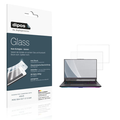 Matte Displayschutzfolie von dipos passend für ASUS ROG Strix G17 17.3 Zoll, 9H kratzfest und blasenfrei montiert