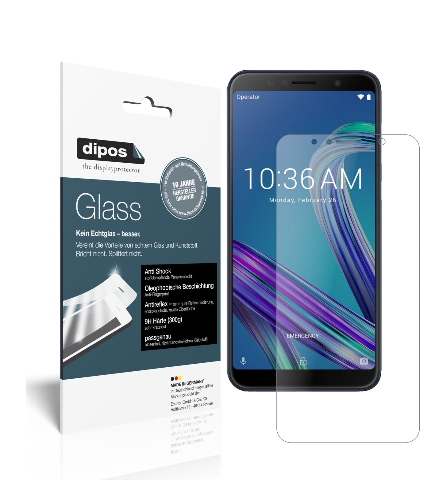 Matte Displayschutzfolie von dipos passend für Asus ZenFone Max M1 (ZB556KL), 9H kratzfest und blasenfrei montiert