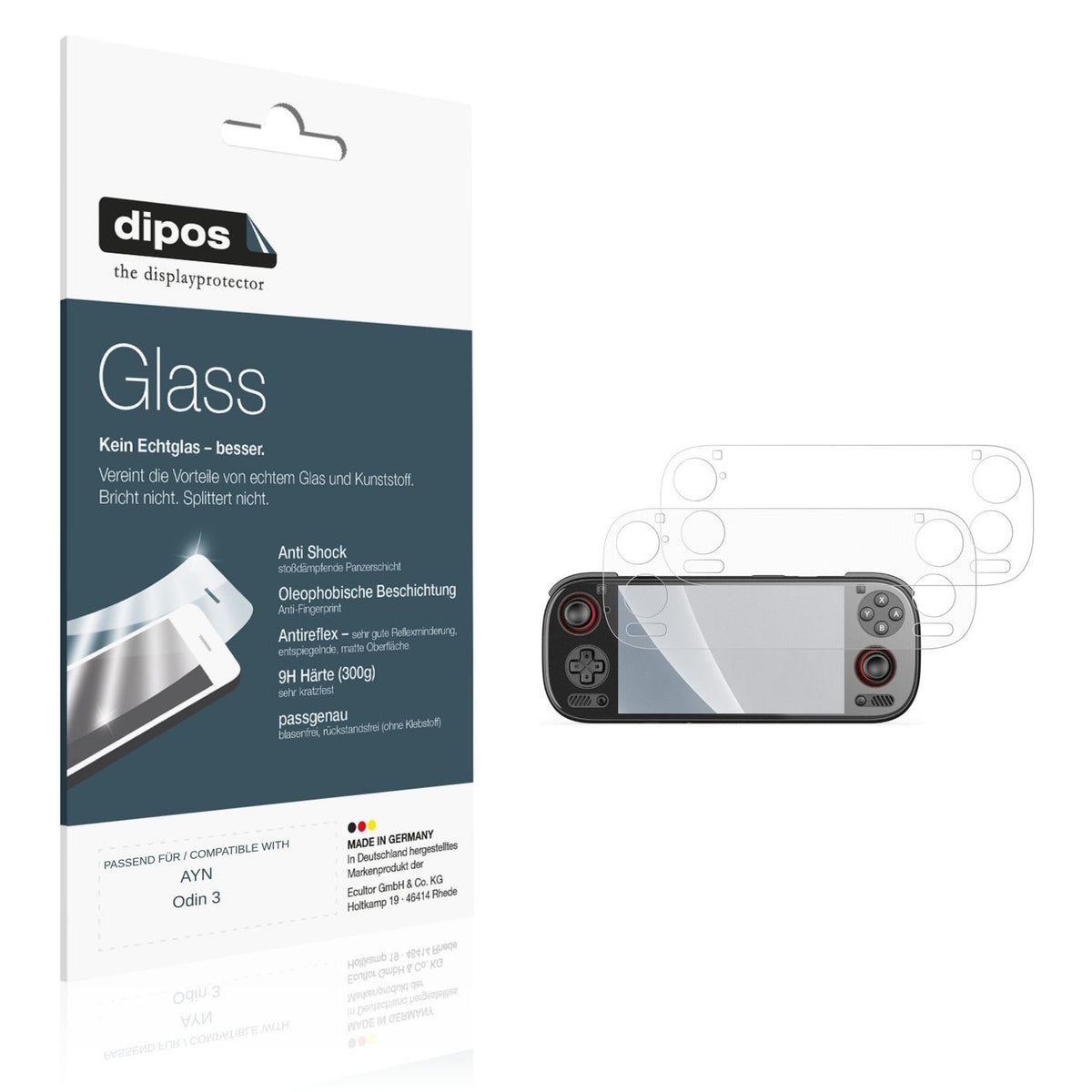 Matte Displayschutzfolie von dipos passend für AYN Odin 3, 9H kratzfest und blasenfrei montiert