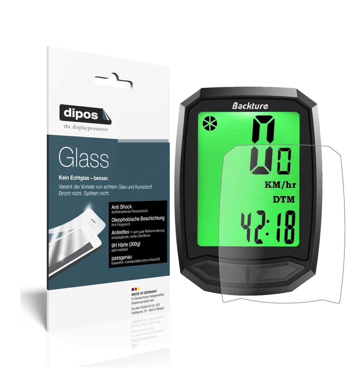 Matte Displayschutzfolie von dipos passend für Backture Realtime Speed Track, 9H kratzfest und blasenfrei montiert