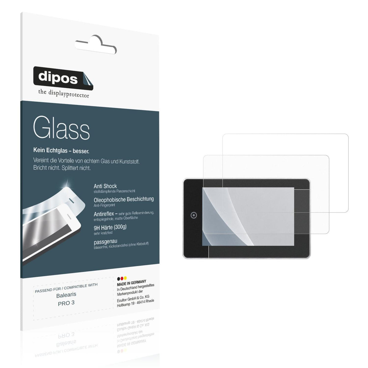 Matte Displayschutzfolie von dipos passend für Balearis PRO 3, 9H kratzfest und blasenfrei montiert