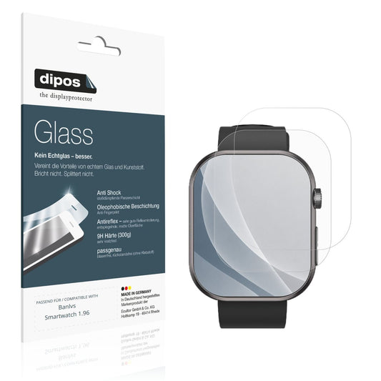 Matte Displayschutzfolie von dipos passend für Banlvs Smartwatch 1.96, 9H kratzfest und blasenfrei montiert
