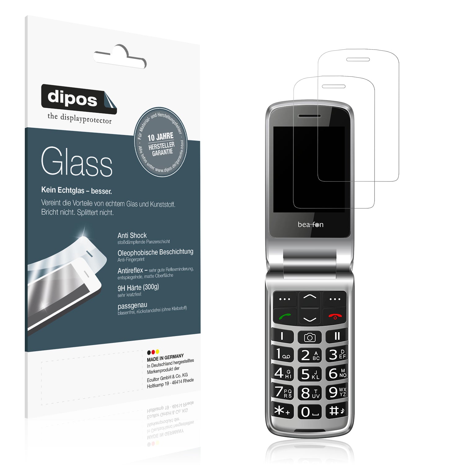 Matte Displayschutzfolie von dipos passend für Beafon SL605, 9H kratzfest und blasenfrei montiert