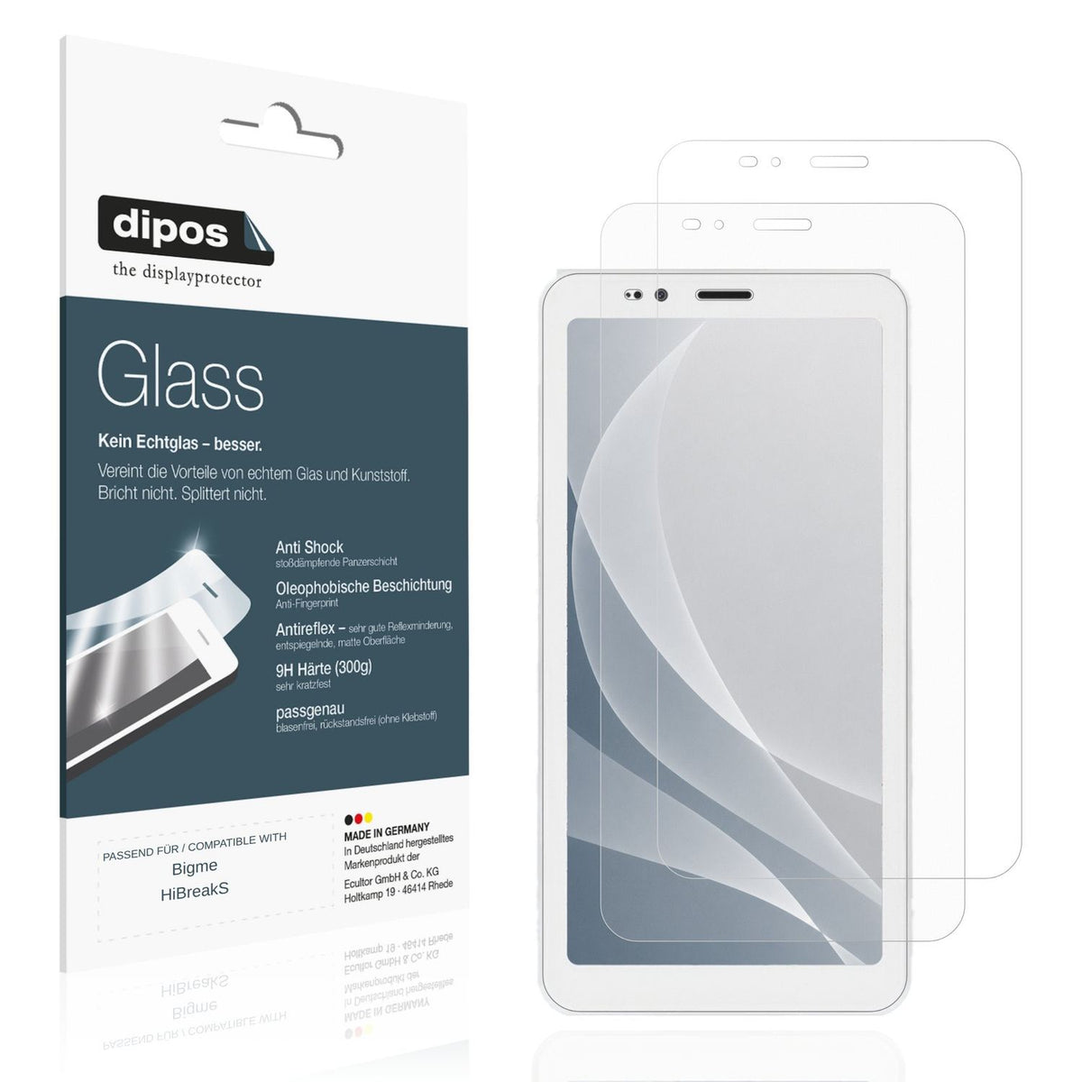 Matte Displayschutzfolie von dipos passend für Bigme HiBreakS, 9H kratzfest und blasenfrei montiert