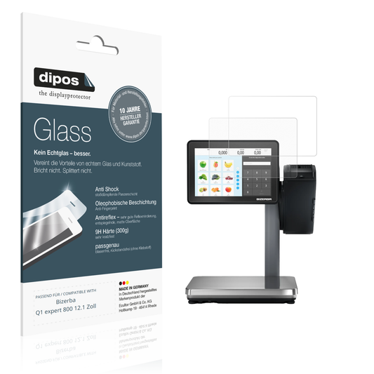 Matte Displayschutzfolie von dipos passend für Bizerba Q1 expert 800 12.1 Zoll, 9H kratzfest und blasenfrei montiert