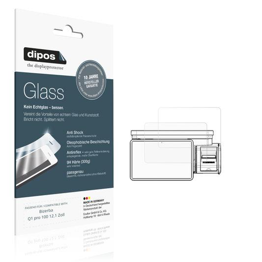 Matte Displayschutzfolie von dipos passend für Bizerba Q1 pro 100 12.1 Zoll, 9H kratzfest und blasenfrei montiert