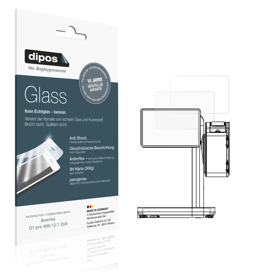 Matte Displayschutzfolie von dipos passend für Bizerba Q1 pro 400 12.1 Zoll, 9H kratzfest und blasenfrei montiert