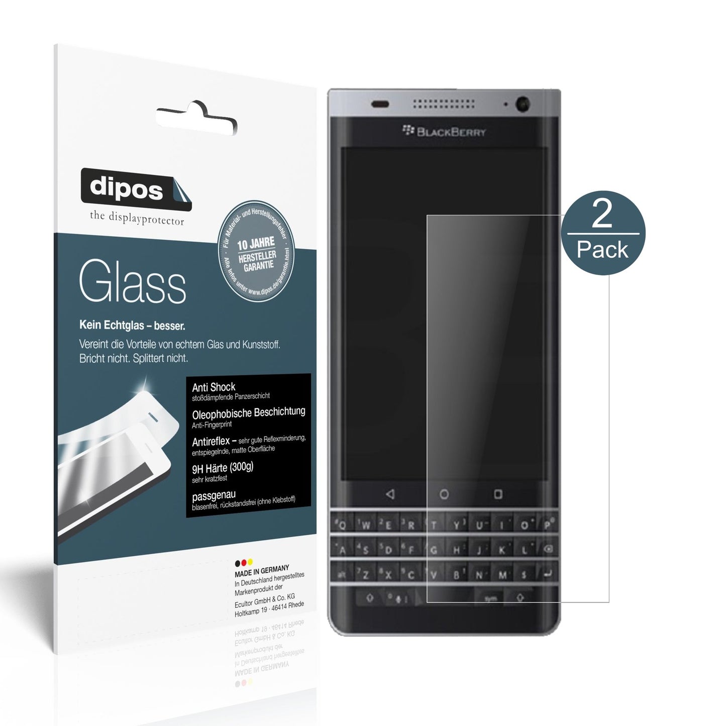 Matte Displayschutzfolie von dipos passend für Blackberry DTEK40, 9H kratzfest und blasenfrei montiert
