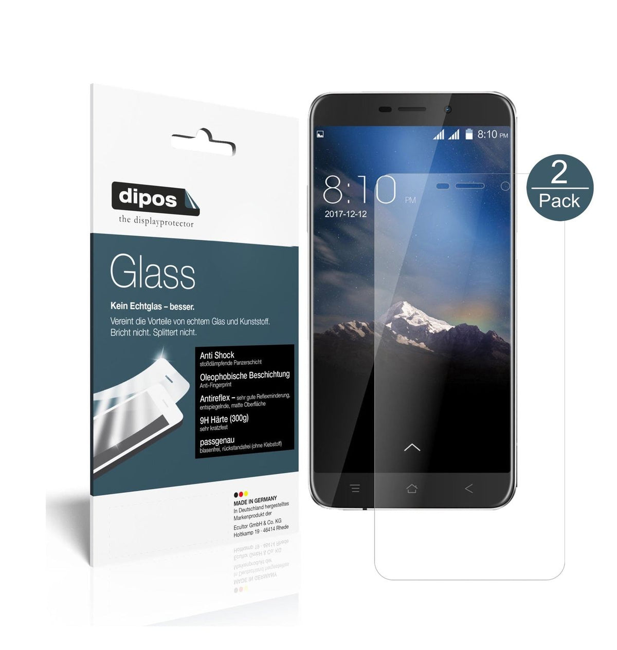 Matte Displayschutzfolie von dipos passend für Blackview A10, 9H kratzfest und blasenfrei montiert