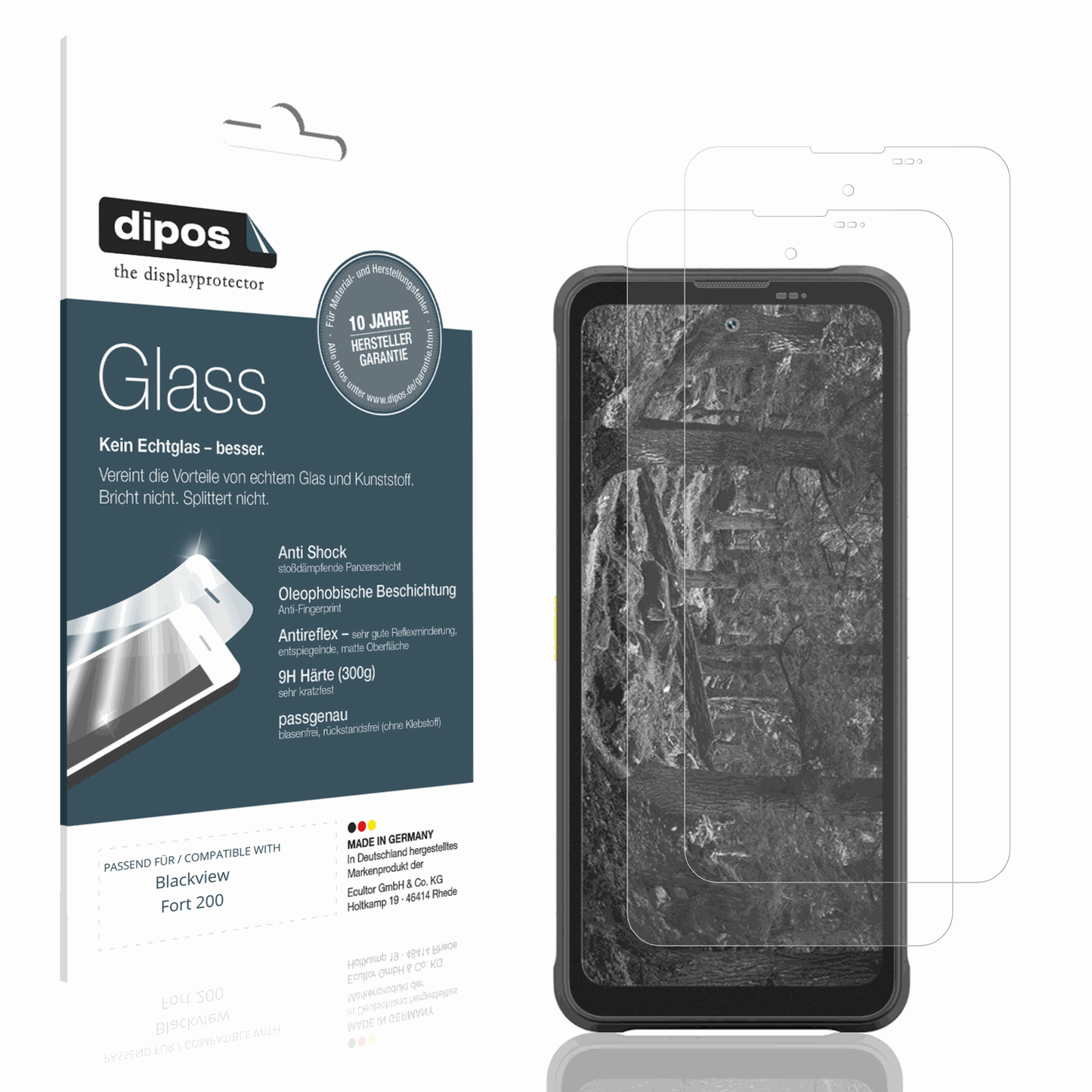 Matte Displayschutzfolie von dipos passend für Blackview Fort 200, 9H kratzfest und blasenfrei montiert