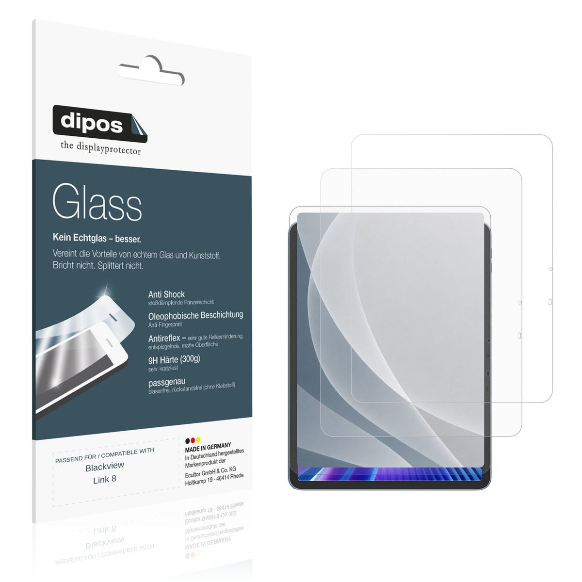 Matte Displayschutzfolie von dipos passend für Blackview Link8, 9H kratzfest und blasenfrei montiert