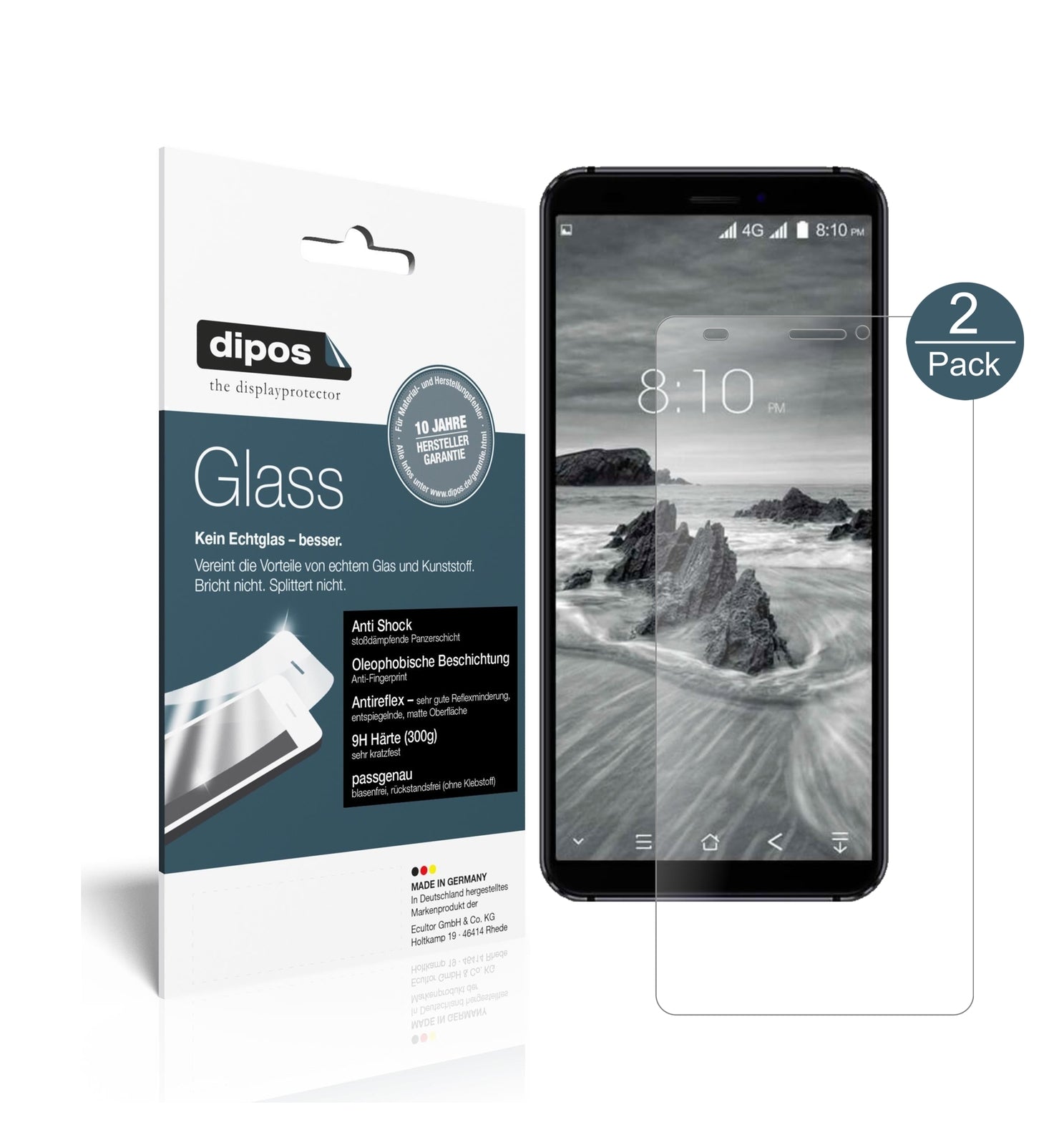 Matte Displayschutzfolie von dipos passend für Blackview S6, 9H kratzfest und blasenfrei montiert