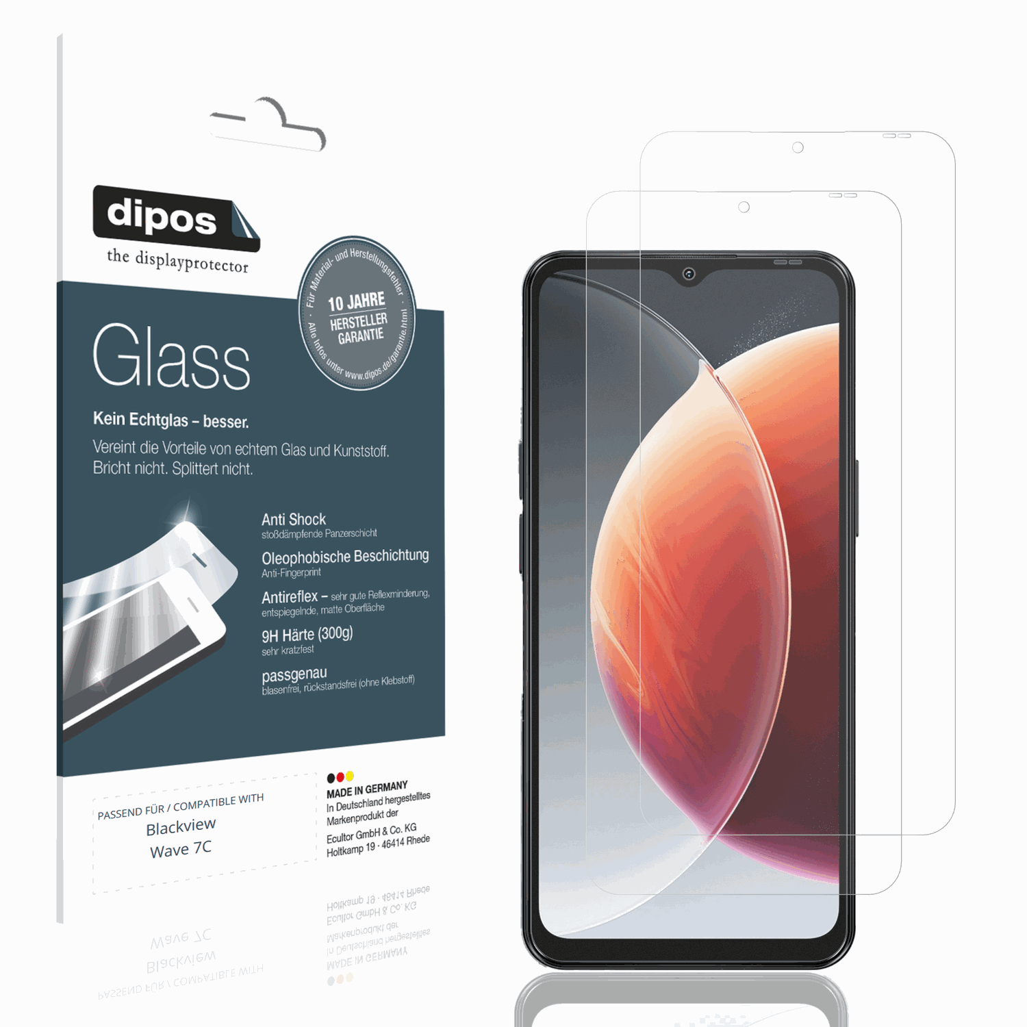 Matte Displayschutzfolie von dipos passend für Blackview Wave 7C, 9H kratzfest und blasenfrei montiert