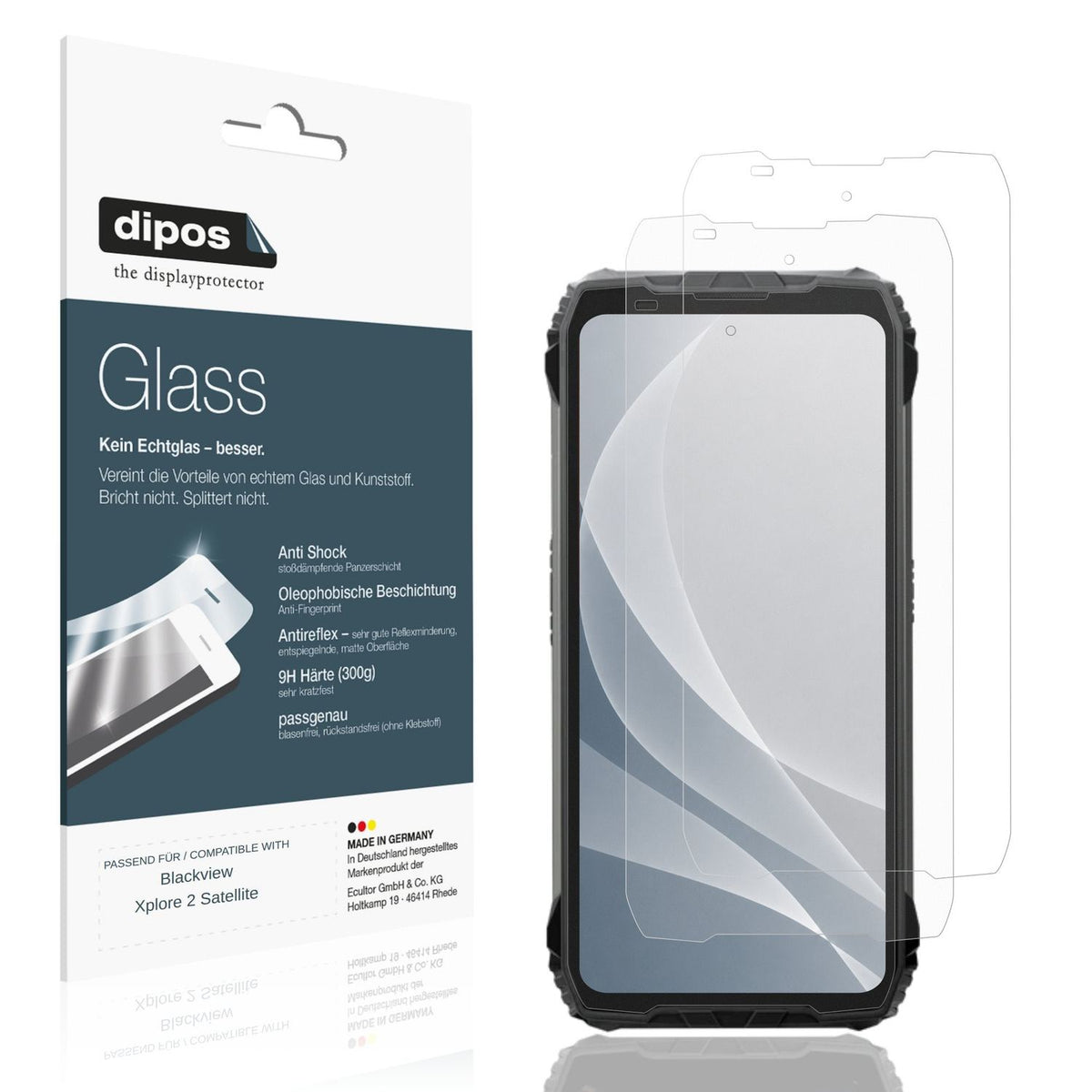 Matte Displayschutzfolie von dipos passend für Blackview Xplore 2 Satellite, 9H kratzfest und blasenfrei montiert
