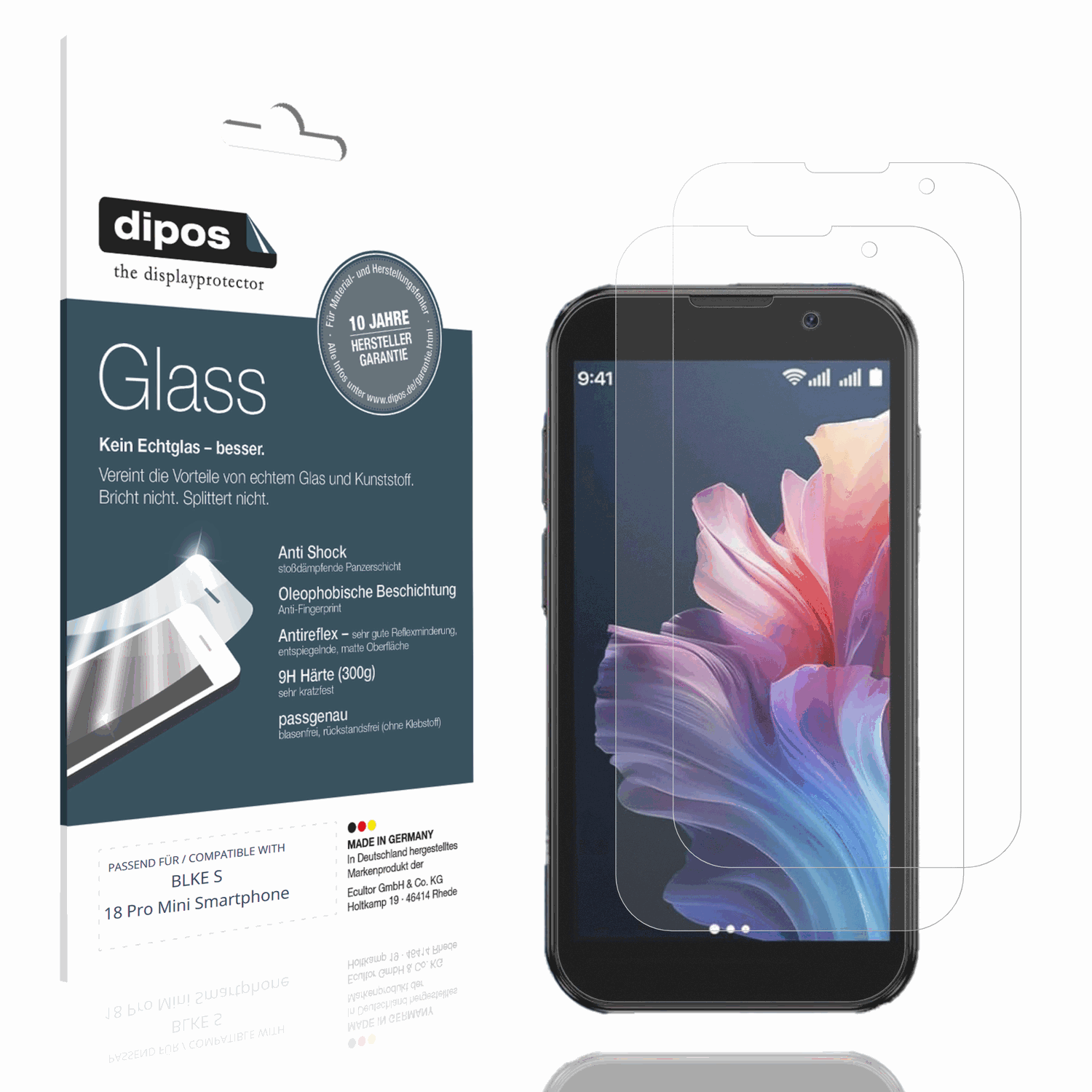 Matte Displayschutzfolie von dipos passend für BLKE S 18 Pro Mini Smartphone, 9H kratzfest und blasenfrei montiert