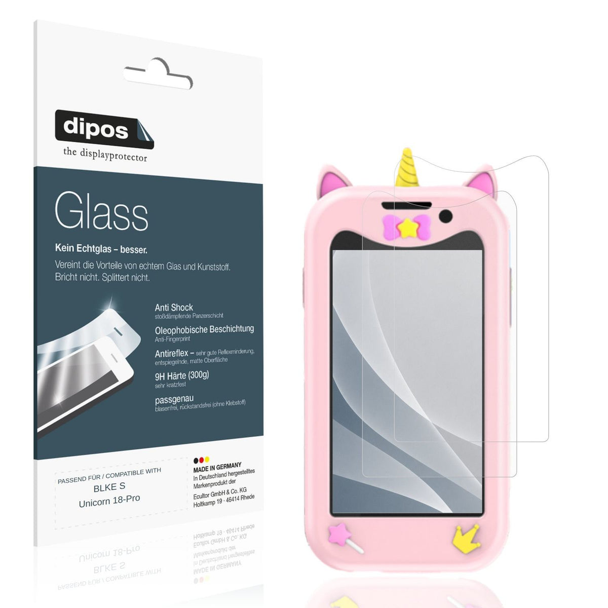 Matte Displayschutzfolie von dipos passend für BLKE S Unicorn 18-Pro, 9H kratzfest und blasenfrei montiert