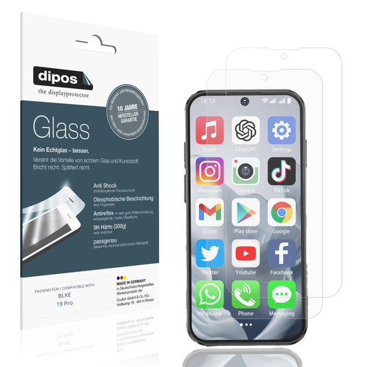 Matte Displayschutzfolie von dipos passend für BLKE 19 Pro, 9H kratzfest und blasenfrei montiert