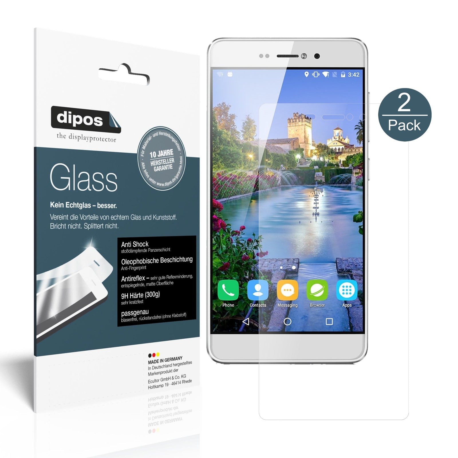 Matte Displayschutzfolie von dipos passend für BLUBOO Picasso 5 Zoll, 9H kratzfest und blasenfrei montiert