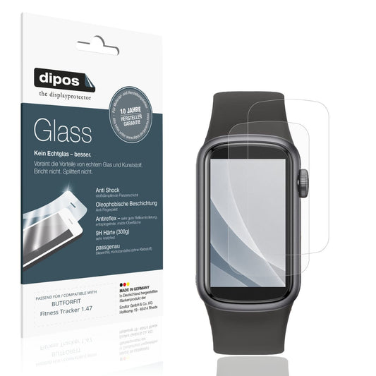 Matte Displayschutzfolie von dipos passend für BUTFORFIT Fitness Tracker 1.47, 9H kratzfest und blasenfrei montiert