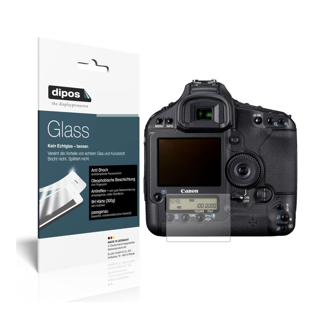 Matte Displayschutzfolie von dipos passend für Canon Eos 1D Mark IV, 9H kratzfest und blasenfrei montiert