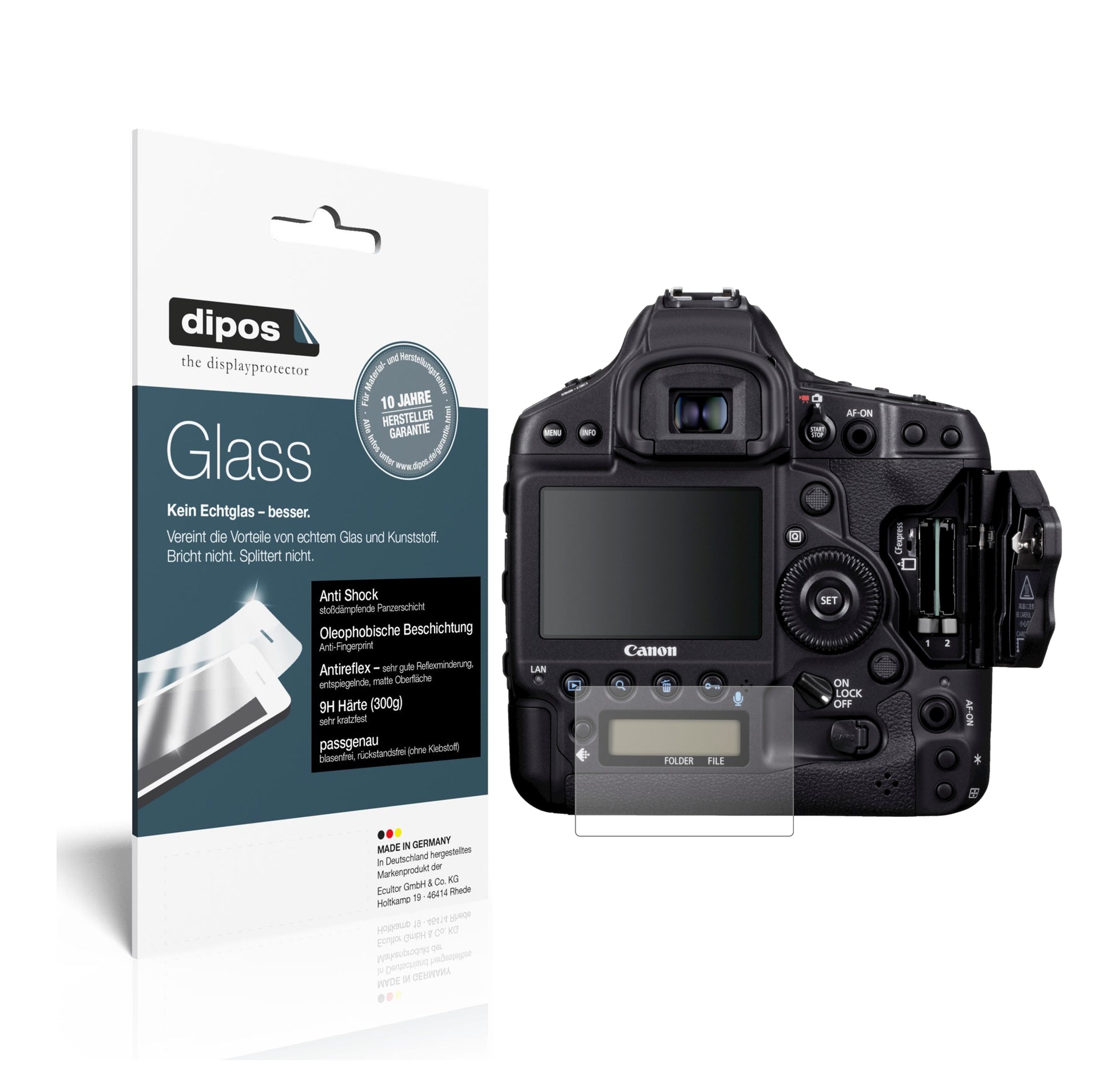 Matte Displayschutzfolie von dipos passend für Canon Eos 1DX Mark II, 9H kratzfest und blasenfrei montiert