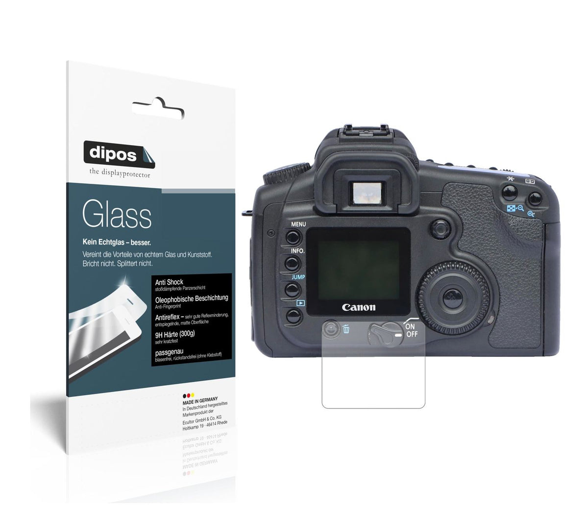 Matte Displayschutzfolie von dipos passend für Canon Eos 30D, 9H kratzfest und blasenfrei montiert