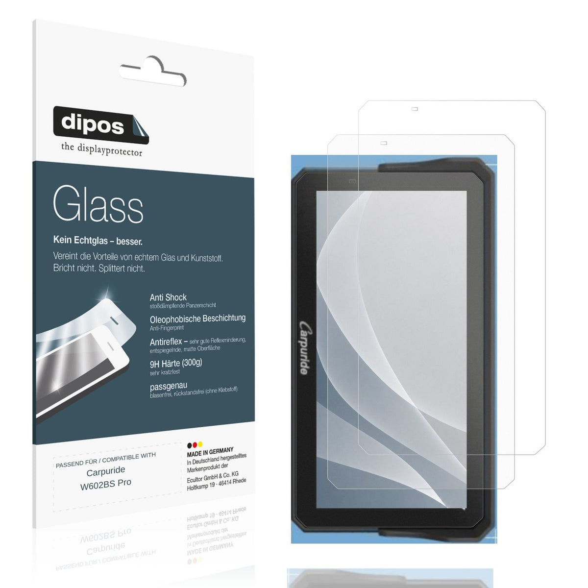 Matte Displayschutzfolie von dipos passend für Carpuride W602BS Pro, 9H kratzfest und blasenfrei montiert