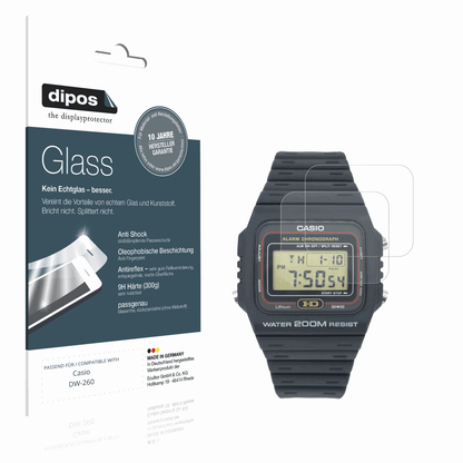 Matte Displayschutzfolie von dipos passend für Casio DW-260, 9H kratzfest und blasenfrei montiert