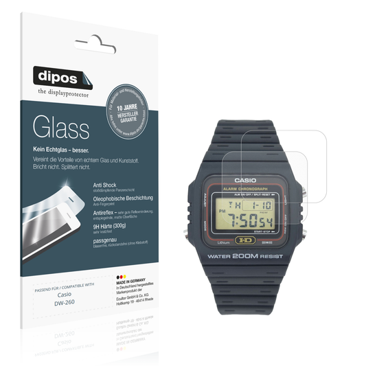 Matte Displayschutzfolie von dipos passend für Casio DW-260, 9H kratzfest und blasenfrei montiert