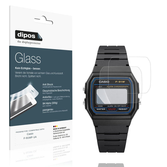Matte Displayschutzfolie von dipos passend für Casio F-91WF-1A, 9H kratzfest und blasenfrei montiert