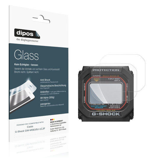 Matte Displayschutzfolie von dipos passend für Casio G-Shock GW-M5610U-1CJF, 9H kratzfest und blasenfrei montiert